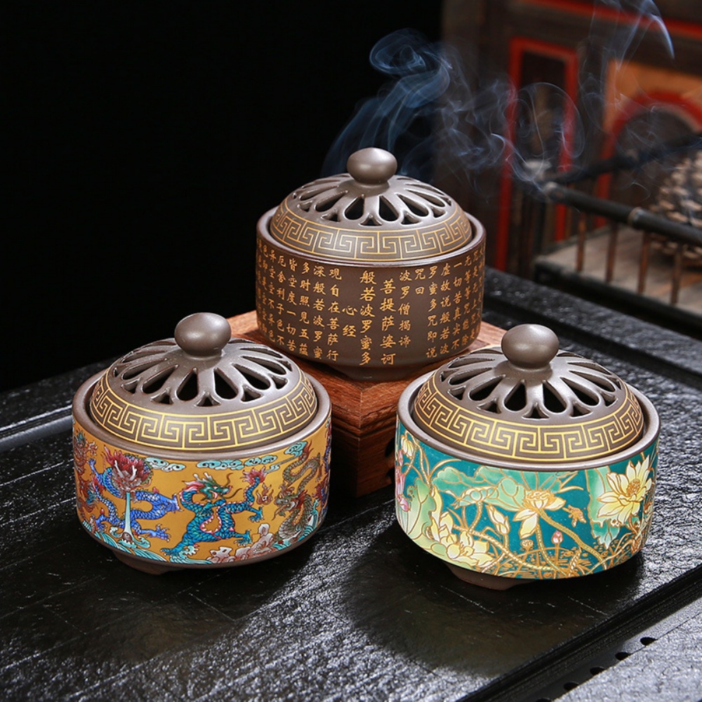 Amazon.com: 仿珐琅彩大号香炉Censer 家用室内陶瓷摆件Pendant