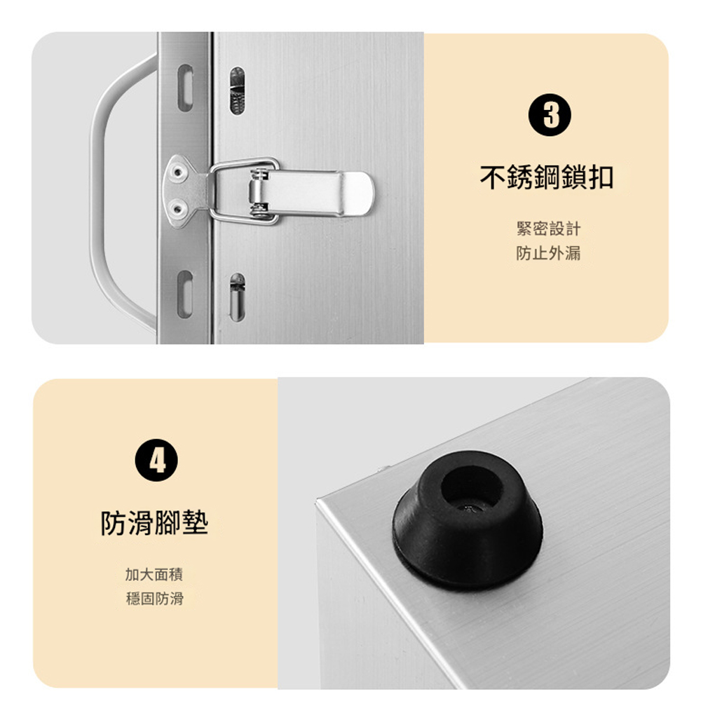 4防滑腳墊加大面積穩固防滑3不銹鋼鎖扣緊密設計防止外漏