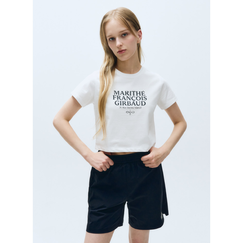 ■Marithe + Francois Girbaud■ MOUVEMENT W AEROCOOL CROP TEE MOUVEMENT W SYMBOL LOGO AEROCOOL CROP TEE white - MARITHÉ+