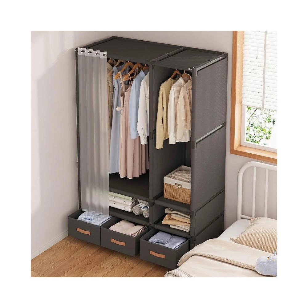 簡易衣櫃家用臥室結實耐用加固加厚單人小型出租房防塵經濟型衣櫥