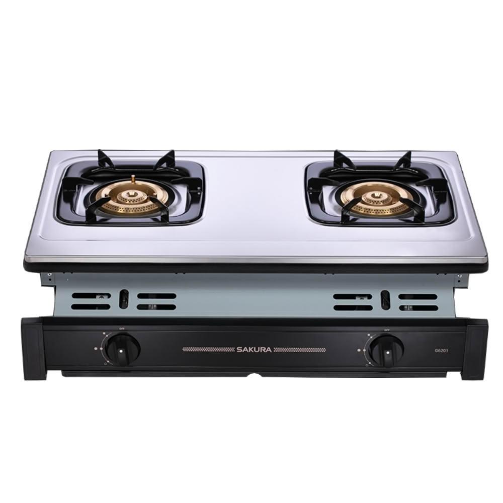 【SAKURA 櫻花】(全省安裝)櫻花雙口節能嵌入爐G6201S瓦斯爐NG1天然氣G-6201SN