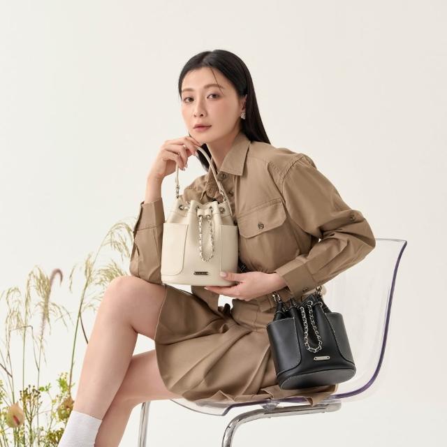 送料込★S’AIME★牛仔ping接錬條水桶包★デニム風2wayショルダ- S'AIME】SAIME 東京企劃牛仔拼接/皮革抽繩鍊條水桶包