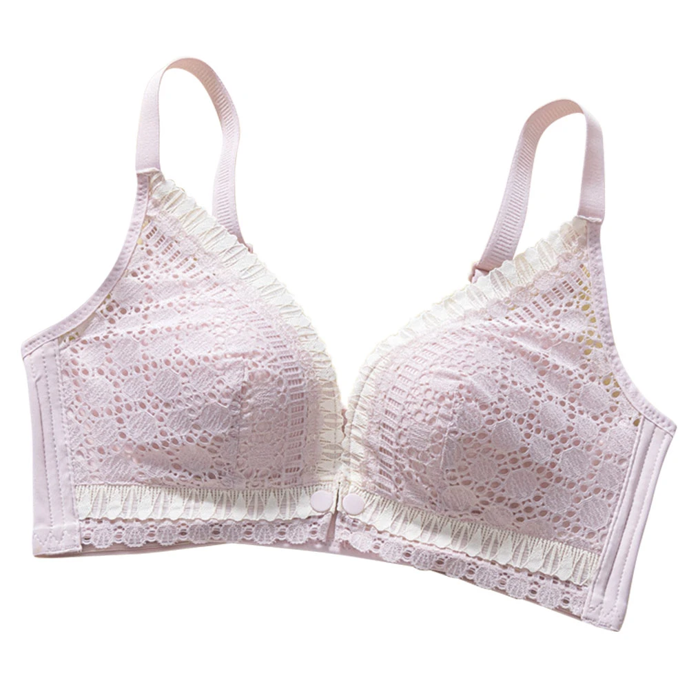 【香草甜心】大罩杯親膚花邊萊卡舒適無鋼圈前開式哺乳內衣 11049 /C杯D杯E杯 32-42碼 孕婦裝 孕婦內衣