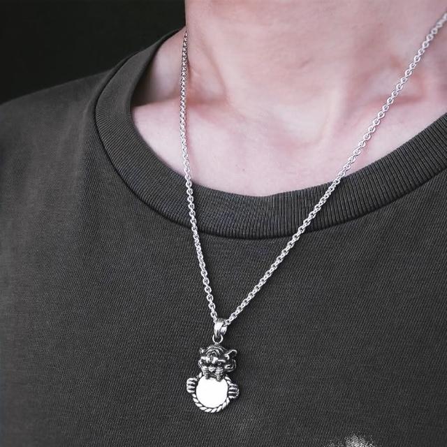 ART64】純銀招財咬錢虎925純銀項鍊虎年男生項鍊