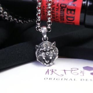 祝由 ART64】純銀霸氣猛虎老虎項鍊925純銀項鍊虎年男生項鍊