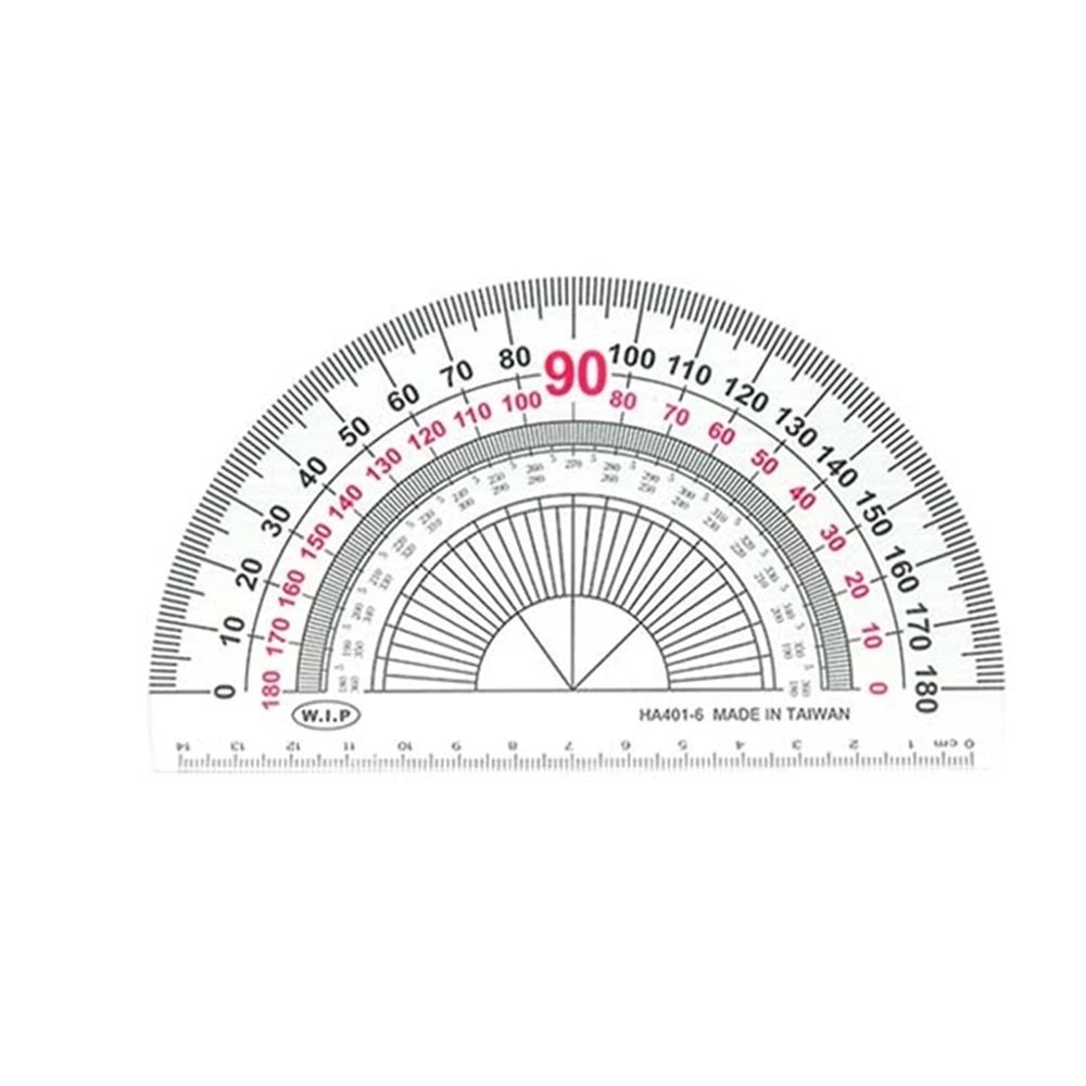 【W.I.P 台灣聯合】雙色 15公分 量角器 15x9.1cm  6支入 / 組 NO.HA401-6