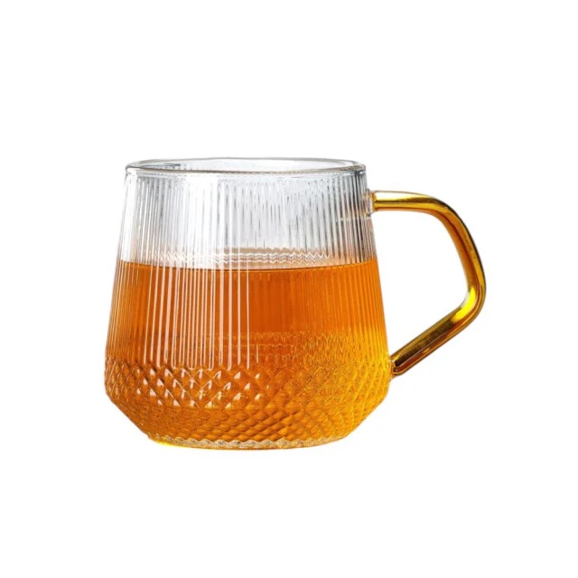 【卡特屋】可微波 耐熱玻璃杯 復古玻璃杯 奶茶杯 拿鐵杯 咖啡杯 飲料杯 把手玻璃杯 早餐杯 玻璃馬克杯 玻璃杯