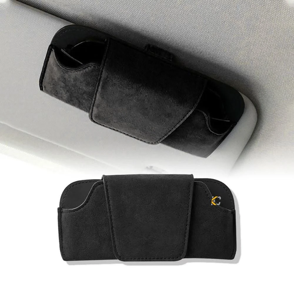 「KC」車載眼鏡盒 皮革材質 汽車眼鏡盒 汽車眼鏡 遮陽板墨鏡夾 翻毛皮 眼鏡夾 太陽鏡車用收納盒眼鏡架 MK4 Yaris