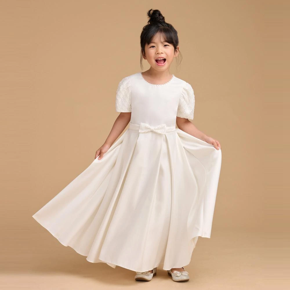 【OMUSES】重工珠袖米白色女童花童禮服58-524299