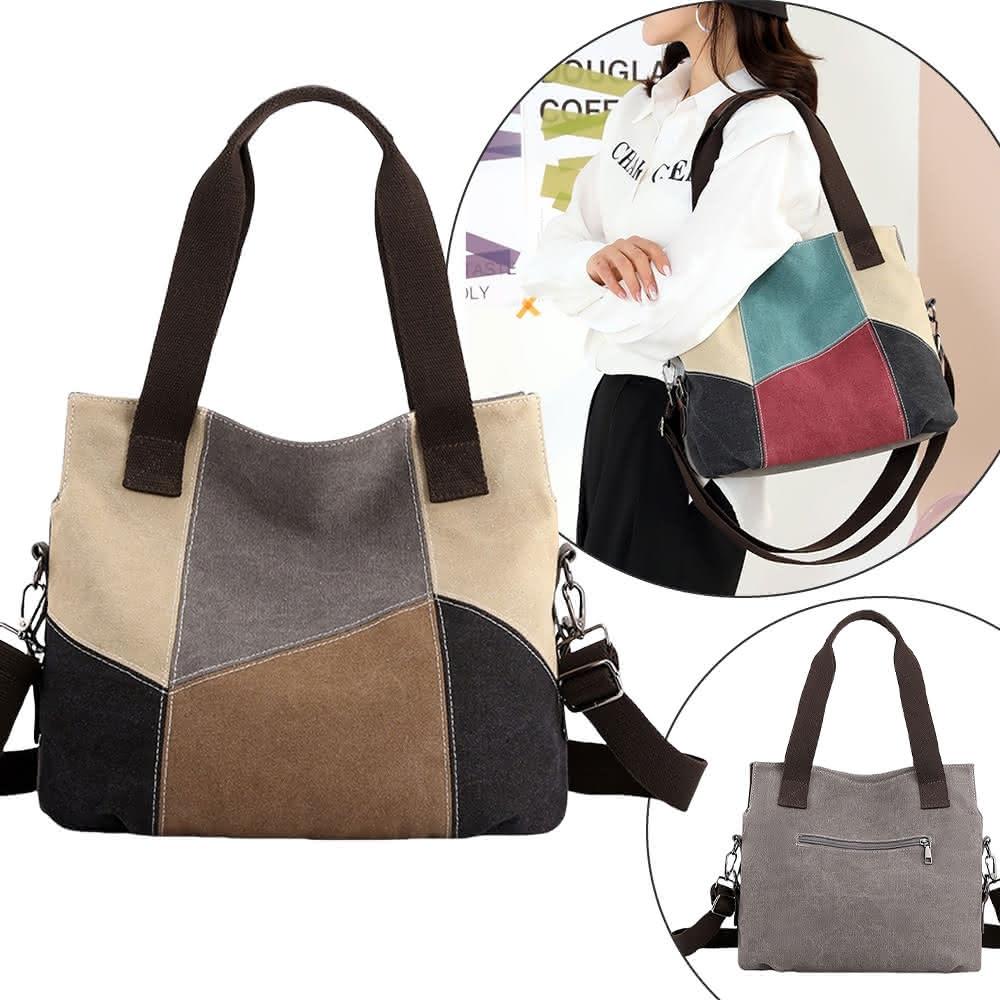 【KT DADA】托特包 撞色包 帆布包 斜背包 女生包包 大容量包包 日系包包 通勤包 復古包包 側背包 肩背包