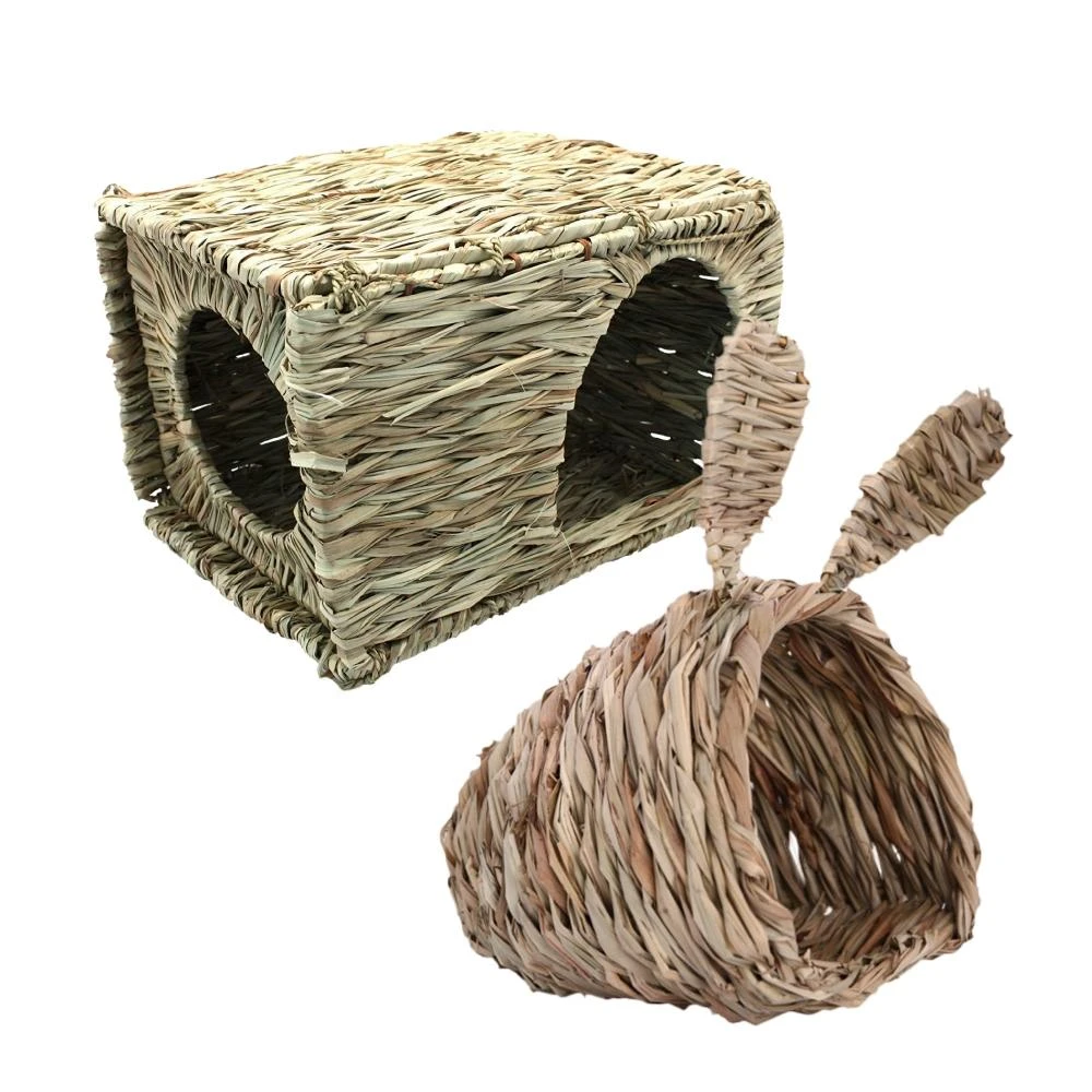 草窩 兔子窩 兔子草窩 兔耳朵草窩 牧草窩 摺疊草窩 磨牙玩具 稻草草墊 躲避窩