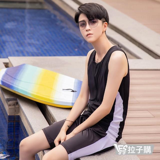 【LESGO 拉子購】T&G束胸 Swim全開拉鍊束胸泳衣+泳褲組(二件式 S-2XL)