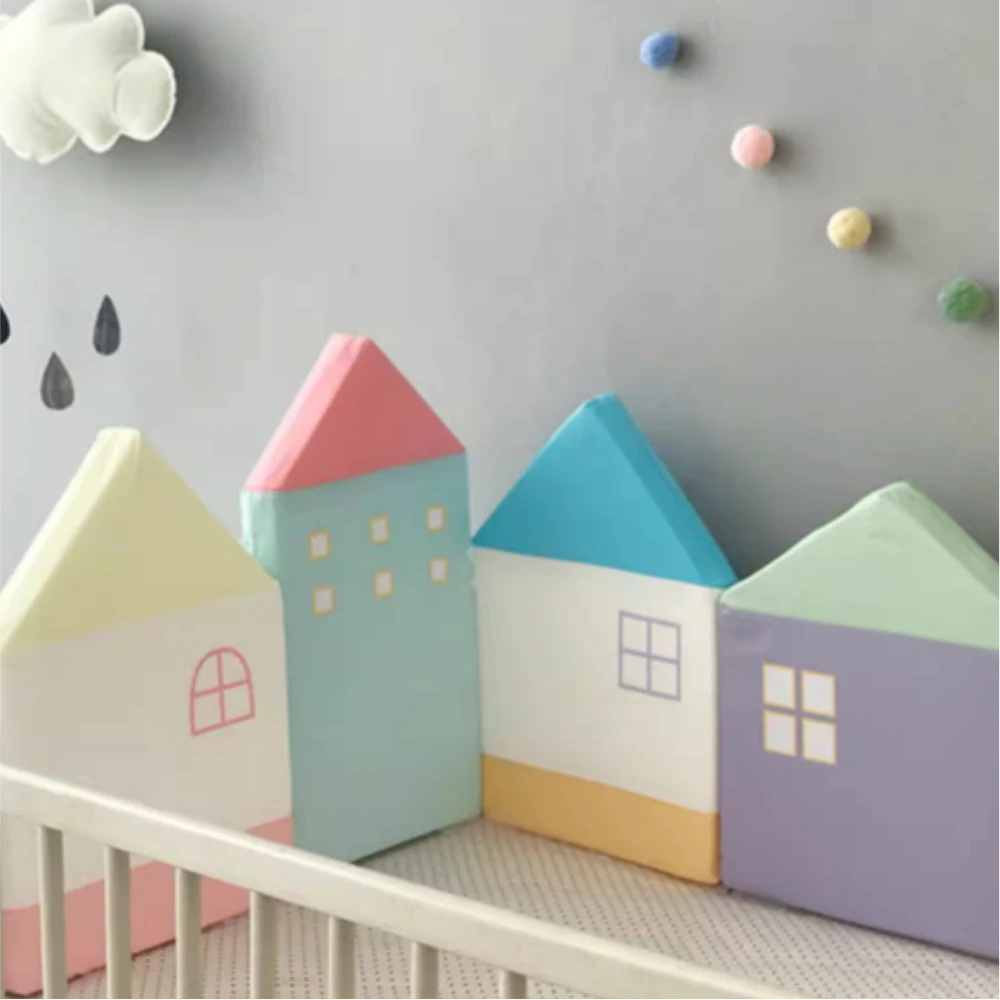 天使花園官方 INS風小房子嬰兒床圍/4片入(嬰兒床圍 防撞 安全呵護 保護 可愛 北歐 護欄)