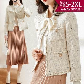 小香風外套女短款洋気復古撞色気質丸首格紋カットカーディガンs-xl3 小香風外套女短款洋気復古撞色気質丸首格紋カットカーディガンs-xl3