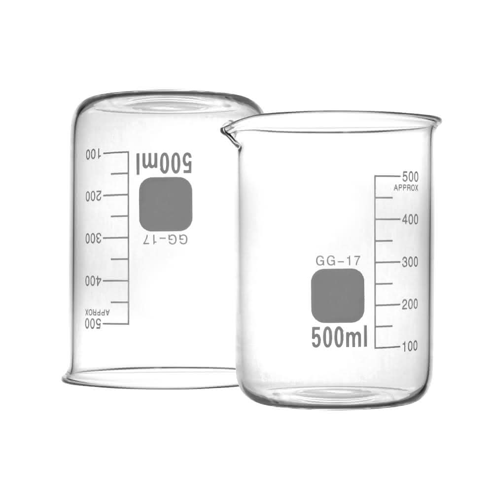 SMARTHO 玻璃燒杯 500ml 玻璃無柄燒杯 刻度燒杯 有嘴燒杯 實驗用燒杯 5-GCL500(刻度杯 量筒 燒杯)