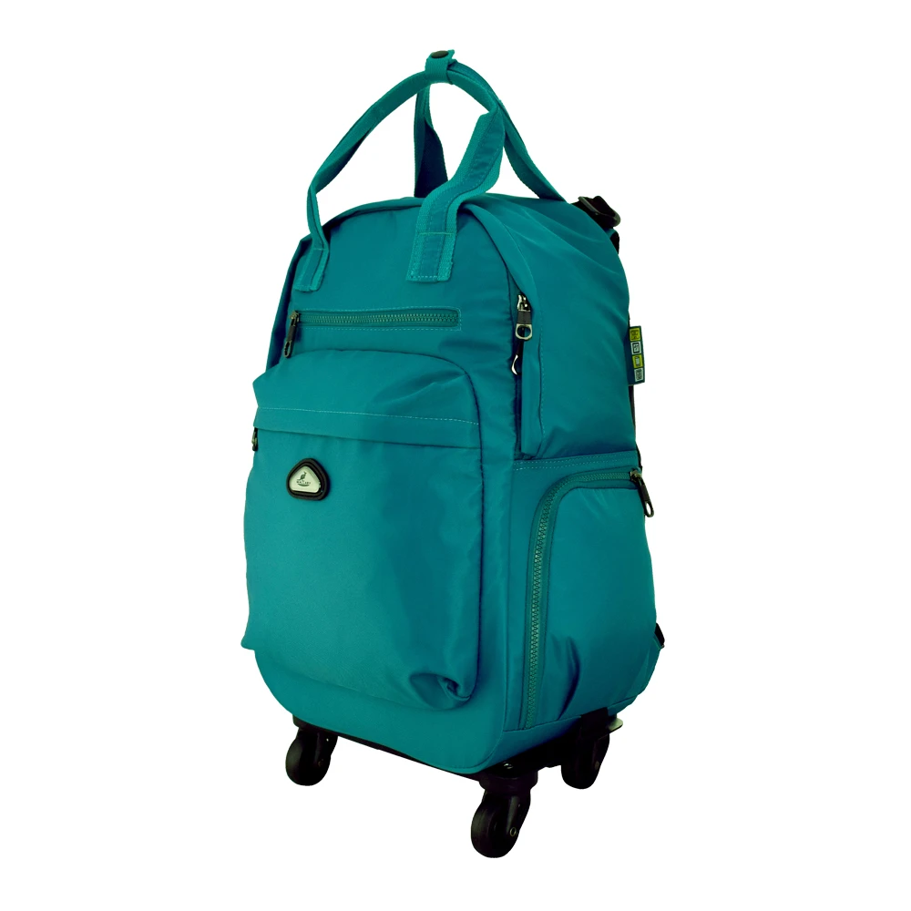 【WALLABY】20吋素色大容量拉桿後背包 藍綠 HTK-94224-20TL
