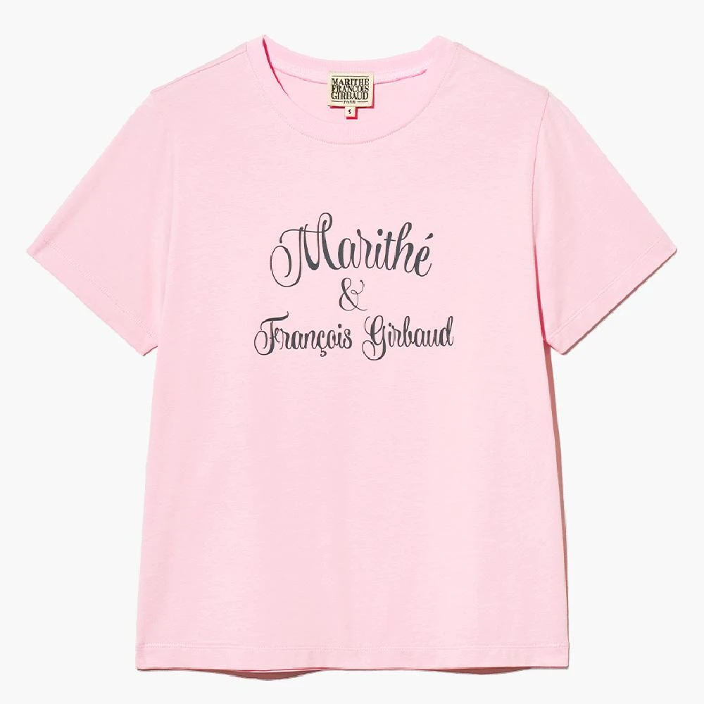 ★Marithe + Francois Girbaud★ W CURSIVE LOGO TEE baby pink MARITHE FRANCOIS GIRBAUD】預購韓國MARITHE W CURSIVE LOGO TEE