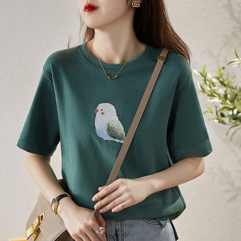 【Paiya 派亞】 動物系列純棉印花短袖T恤寬鬆顯瘦大碼女上衣S-2XL
