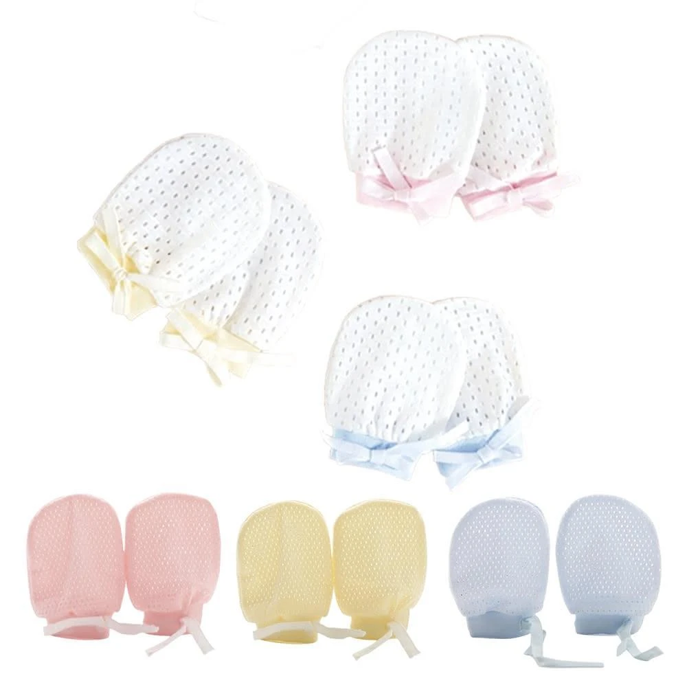 【ELEANOR 艾尼若】嬰兒冰絲手套(新生兒手套 嬰兒防抓 嬰兒冰絲手套  抽繩 嬰幼兒透氣款手套  防抓臉 純棉 透氣冰絲)