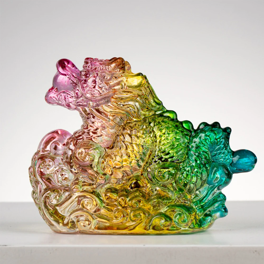 琉璃吉祥龍琉璃龍琉璃水晶龍水晶水晶龍琉璃琉璃擺件水晶龍擺件龍年龍