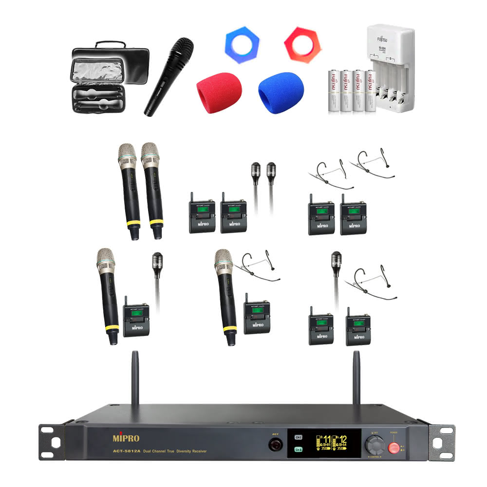 【MIPRO】ACT-5812A(5 GHz數位雙頻道無線麥克風手握MU-80音頭/ACT-58H管身)