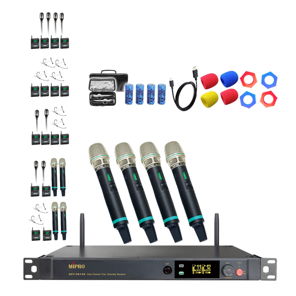 【MIPRO】ACT-5814A(5 GHz數位四頻道無線麥克風手握MU-80A音頭/ACT-580H管身)