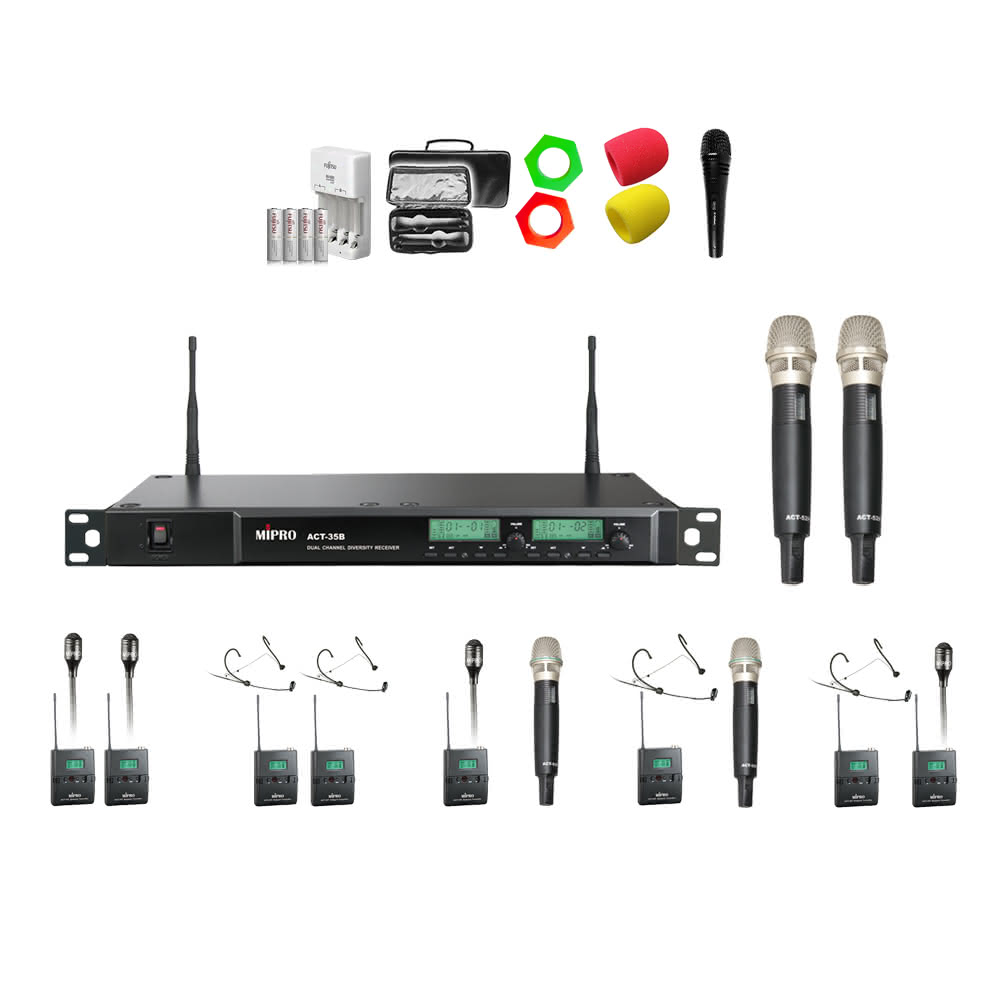 【MIPRO】ACT-35B(雙頻道自動對頻  專業級 無線麥克風 ACT52管身、MU90音頭)