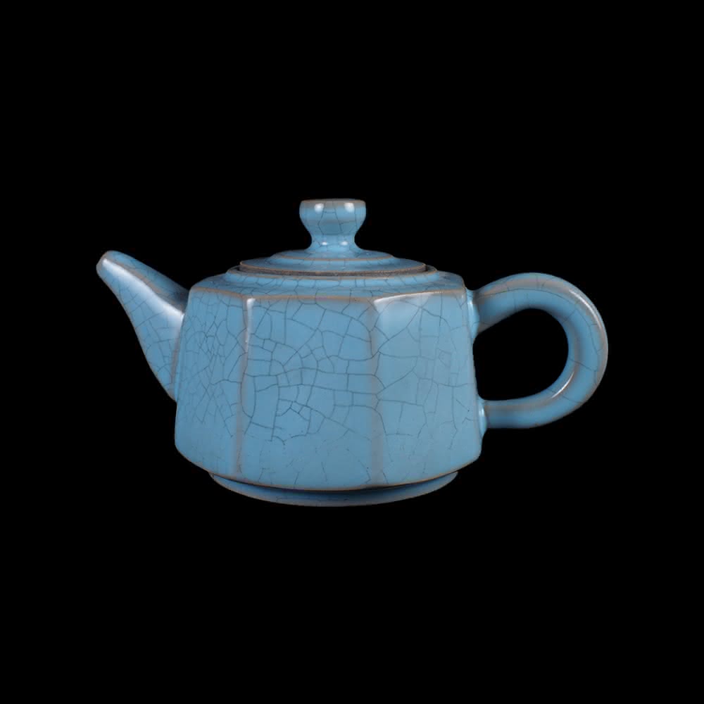 博古珍藏》宋汝窯天青釉茶壺老件茶具瓷器博物館級文物