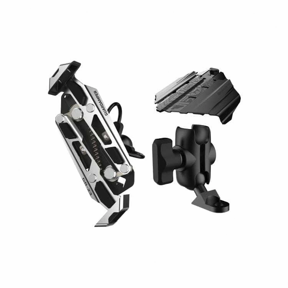 【GUARDAMPER】GUARDAMPER 銀刃｜標準版 遮陽套組｜搖式挾持 4D專 業抗震手機架 機車手機架