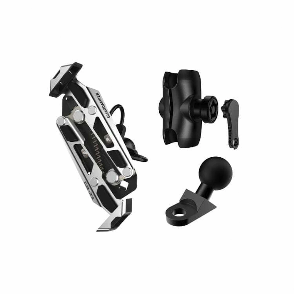 【GUARDAMPER】GUARDAMPER 銀刃｜防盜版 單手機架套組｜搖式挾持 4D專業抗震手機架 機車手機架