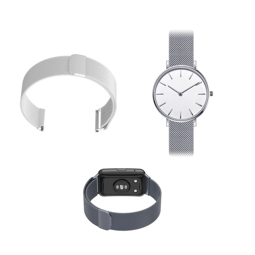 米蘭尼斯 適用 華碩 ASUS ZenWatch 2 W1501Q 錶帶寬度22mm手錶 磁吸 不鏽鋼 金屬 錶帶錶帶 替換帶