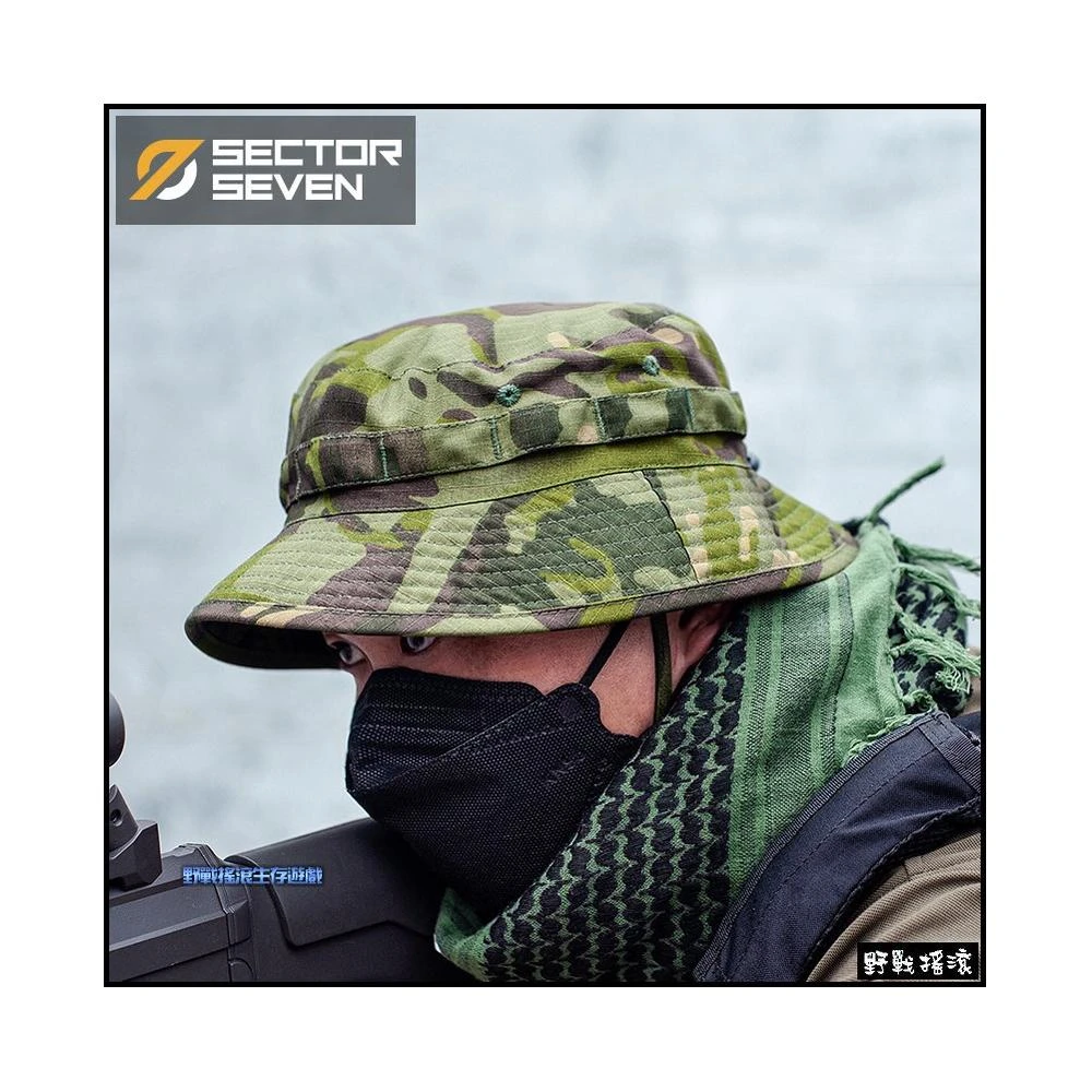 野戰搖滾 SECTOR SEVEN 短帽簷圓邊帽 可調式(叢林多地形、黑色多地形)闊邊帽戰術圓盤帽奔尼帽漁夫帽兒童登山帽
