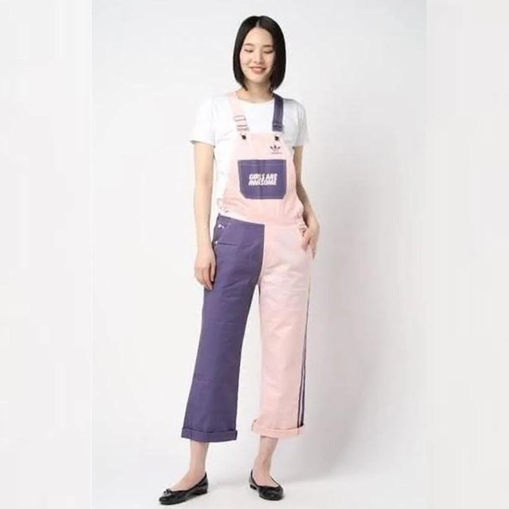 【adidas 愛迪達】吉米.tw 現貨 Adidas 三葉草女款吊帶褲 Originals 單寧 粉色 GK4877 DU8181 A-8