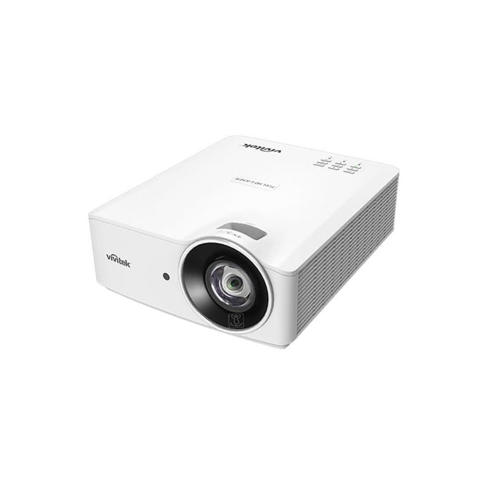 Vivitek麗訊台達 DU4381Z-ST Vivitek麗訊臺達 DU4381Z-ST 是一款高效能雷射短焦投影機,專為商務與家用劇院設計。具備6100 ANSI流明高亮度、300萬:1超高對比,以及WUXGA (1920x1200) 解析度,提供清晰銳利的16:9畫面。採用雷射光源,燈泡壽命長達20,000小時,投射比例0.5:1適合小空間使用。內建喇叭、AC 100-240V電源供應,正常模式530W / 節能模式330W,重量僅1.05kg,便於攜帶。尺寸360x451x166mm,白色系設計,BSMI認證R33321,一年保固。完美適用會議室、家庭娛樂或教育場合,支援HDTV相容性,提升投影體驗。