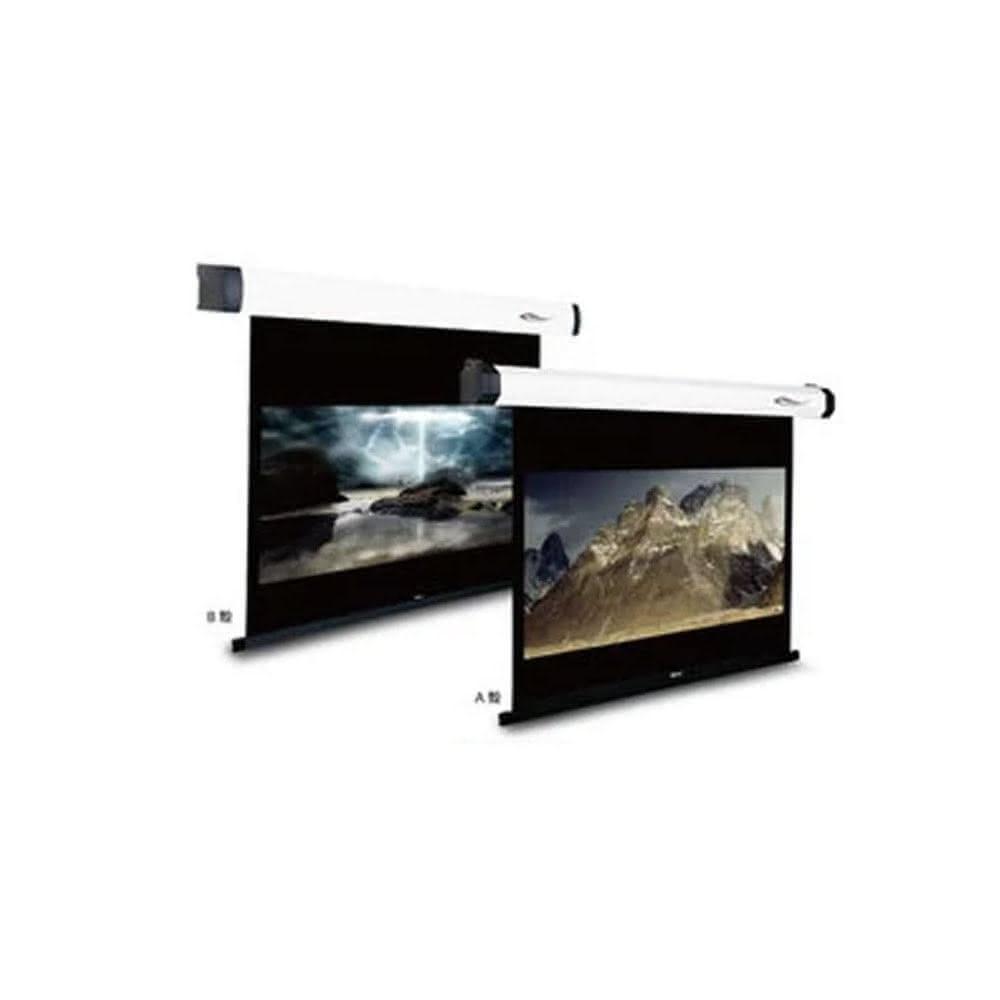 UNICO 攸尼可 AH-200WD 電動式投影幕，200吋超大尺寸，觀賞面積達430.8×269.2 cm，布幕尺寸438.8×349.2 cm，適閤家庭劇院或會議室使用。電動升降設計方便操作，來自其他國家製造，享有三年保固，帶來穩定高畫質投影效果。