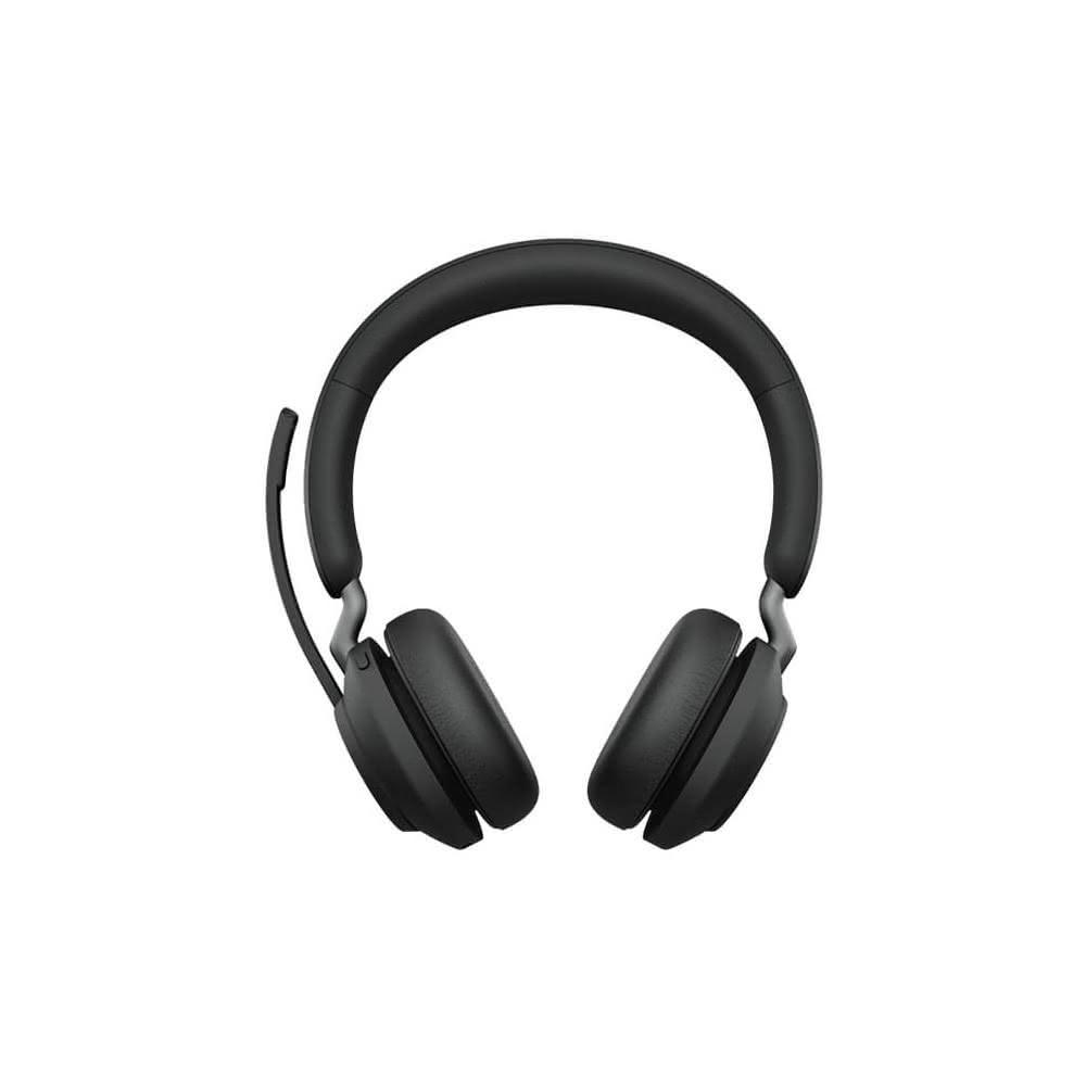 Jabra捷波朗 Evolve2 65 MS 耳罩式無線藍芽耳機，具備專業級降噪功能，適合通話與語音操作。支援iOS、Android、PC及其他裝置，包含語音聲控與藍芽連線。配件齊全：USB藍芽介面卡、USB線、保護袋及說明書，提供2年保固，確保優異音質與舒適體驗。