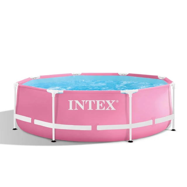 【INTEX】簡易裝圓形框架游泳池直徑244x高76cm-2843L 粉紅色 適6歲+28290