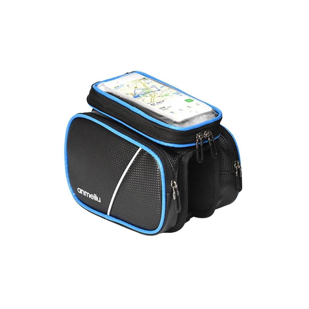 【攝彩】安美路皮質上管包(自行車馬鞍包 車前包 防潑水 附防雨罩 上管包 自行車置物袋 登山車裝備配件)