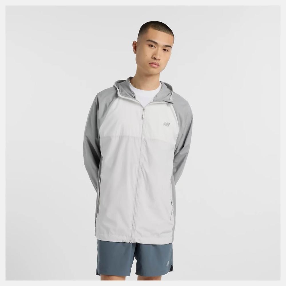 【NEW BALANCE】NEW BALANCE 外套 NB 灰白 防水 可收納 風衣外套 男 MO51501YST