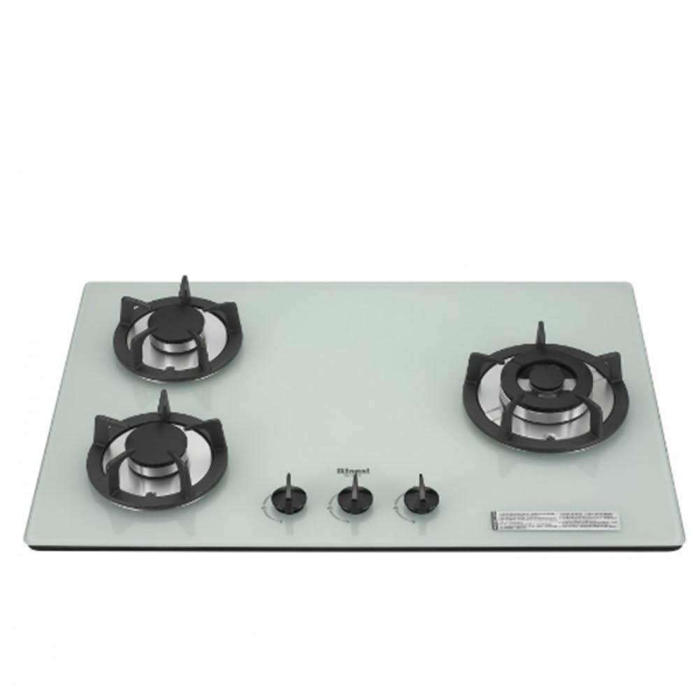 【林內】三口玻璃防漏檯面爐白色鑄鐵爐架(與RB-302GH-W同款)瓦斯爐天然氣RB-302GH-W_NG1 基本安裝