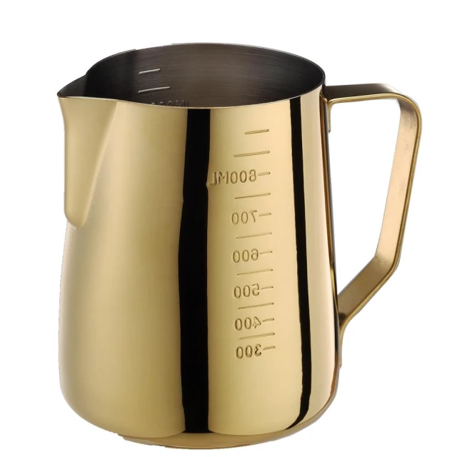 【Tiamo】Tiamo 專業內外刻度不鏽鋼拉花杯950cc-鍍鈦金款(HC7091)
