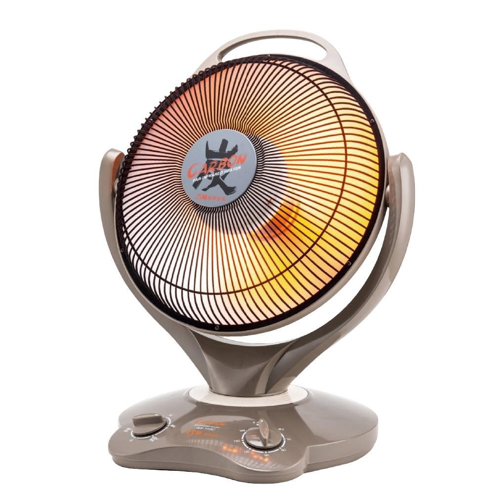 巧福 AS-110C 碳素式電暖器，臺灣製造，適用3-5坪空間。產品尺寸為43×34×53cm，外箱尺寸50×46×38cm，重量約2.9kgs。支援可設溫度，最大消耗功率780W，提供一年保固。電壓為AC110V/60Hz，BSMI許可字號R51286。由優程工業股份有限公司統一編號22058096製造。