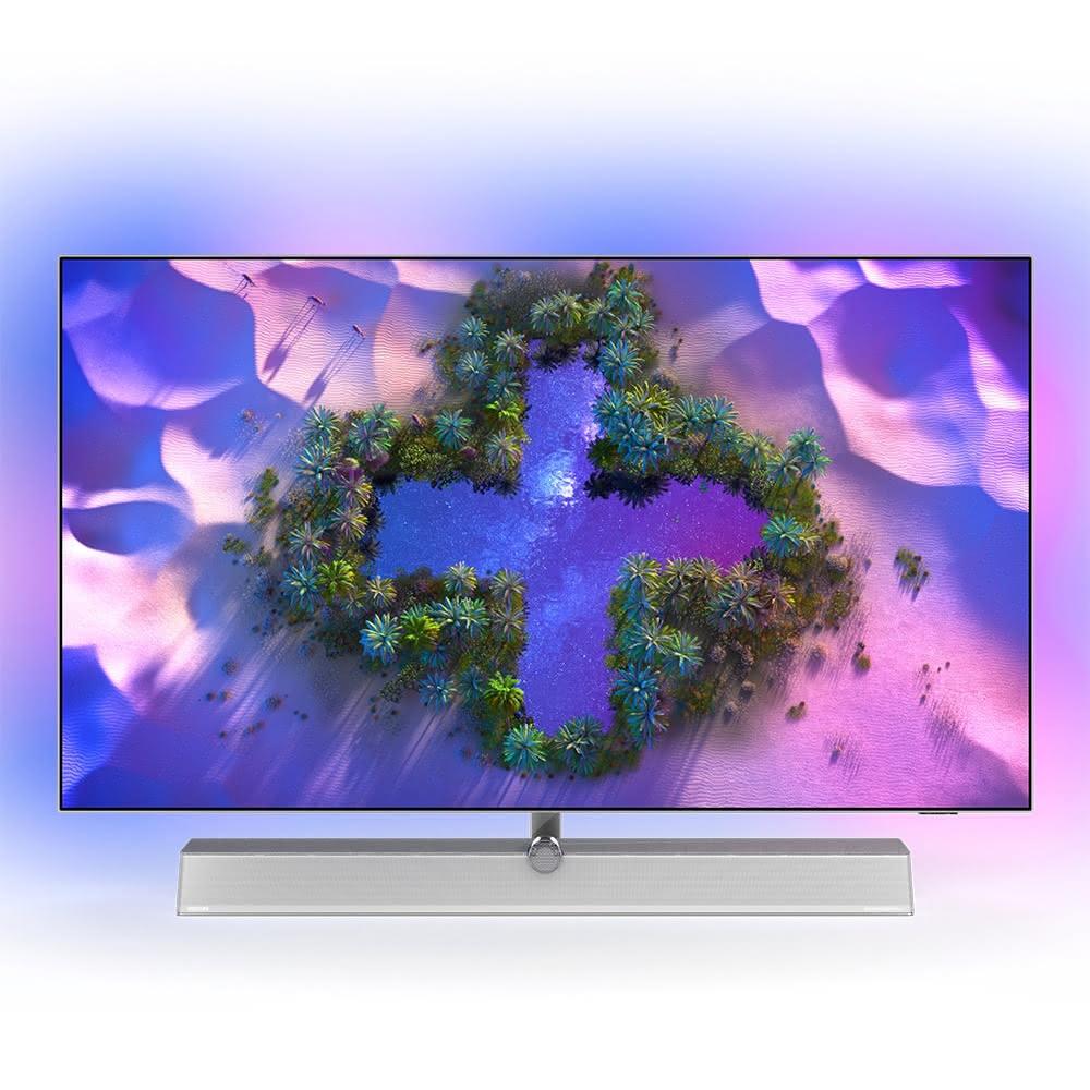 PHILIPS 飛利浦 55OLED936 電視搭載升級四邊情境光源，結合全新智慧 AI 演演算法，包括場景識別、機器學習銳度增效、智慧瑕疵修復、二代高動態對比轉化，以及智慧 OLED 保護。根據畫面內色彩變化，自動調整背景色彩，帶來出色的沉浸式視覺體驗，讓您盡享頂級 4K OLED 畫質與創新科技的完美融合。