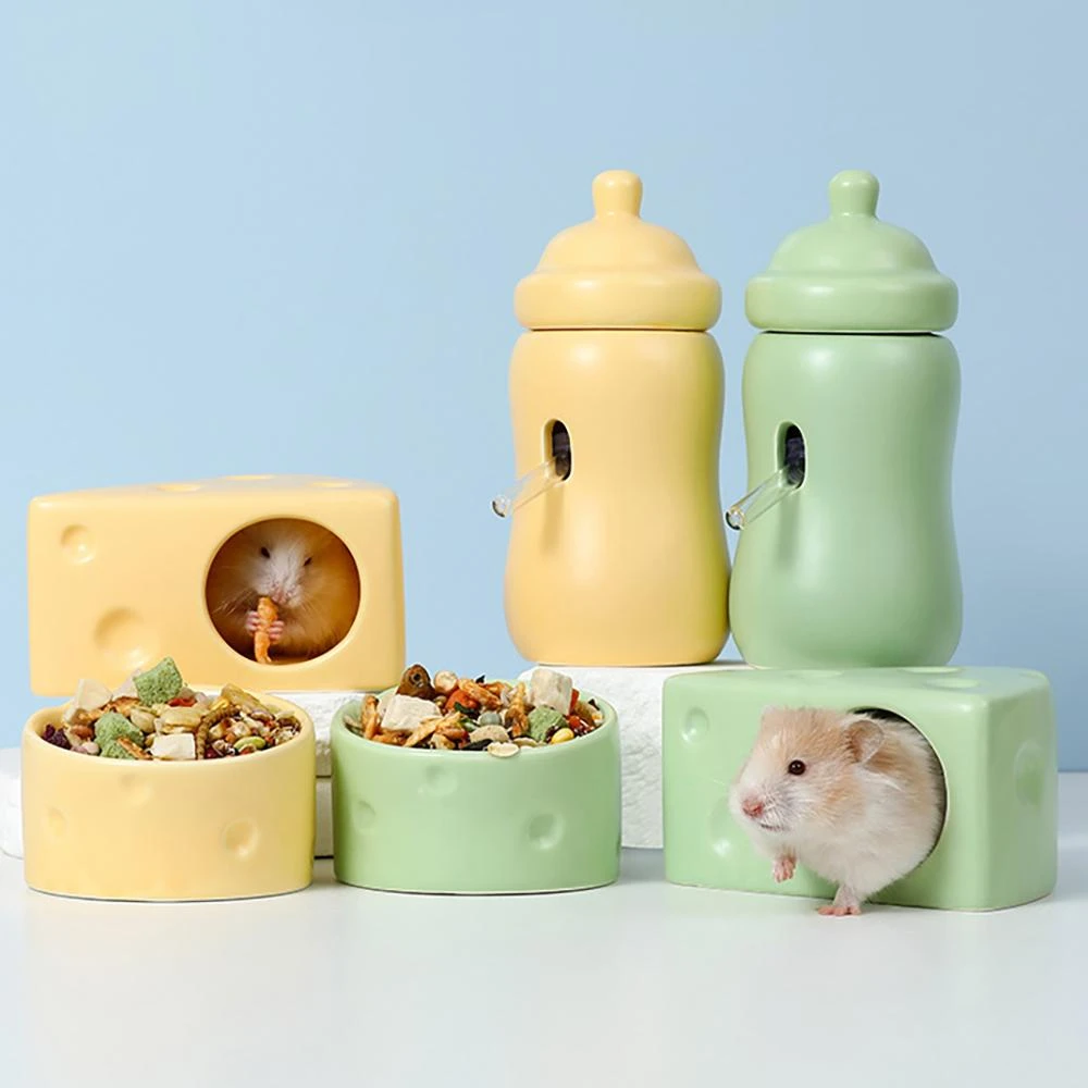 DC寵物現貨秒出🐾起司奶酪陶瓷窩 躲避屋 陶瓷窩 水樽 食盆 倉鼠屋子 倉鼠房子 水壺 蜜袋鼯 倉鼠 金絲熊 B049