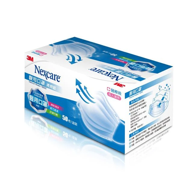 【3M Nexcare】3M Nexcare 7660C 成人醫用口罩 清爽藍 (50片/盒)