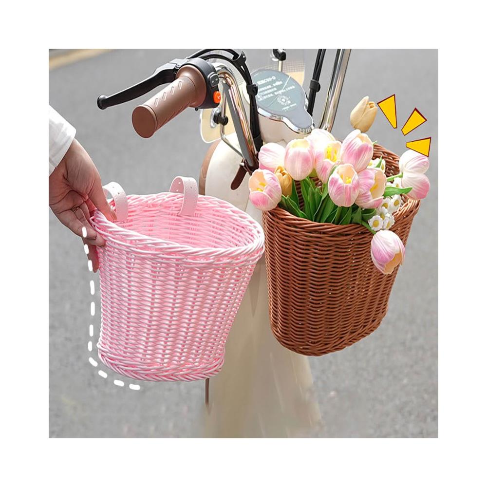 Try store 車藍 菜籃推車 竹編籃子 腳踏車籃 電動車籃 掛籃 置物籃 竹編籃子 多用途車籃 自行車籃子 腳踏