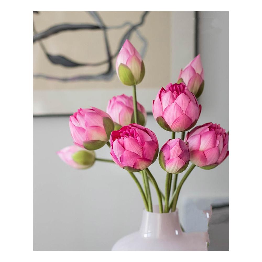 桃甜也居家生活荷花仿真花新中式蓮花花束高級假花擺飾客廳插花擺設花藝