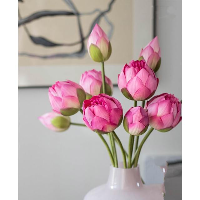 桃甜也居家生活荷花仿真花新中式蓮花花束高級假花擺飾客廳插花擺設花藝