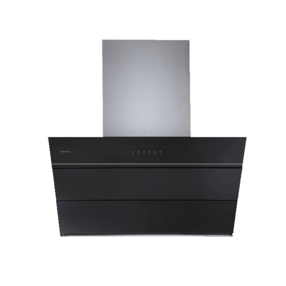 SAKURA 櫻花牌 DR-7650 系列倒T式廚房油煙機，型號 R7650XL，採用耐熱強化玻璃材質，電子式按鍵開關，3段風量調整，尺寸890x430x474mm，110V/60Hz電壓，中國製造，全機1年保固，標準安裝方式，BSMI許可依原廠公告，高效除油煙，適合現代廚房使用，提升烹飪舒適度。