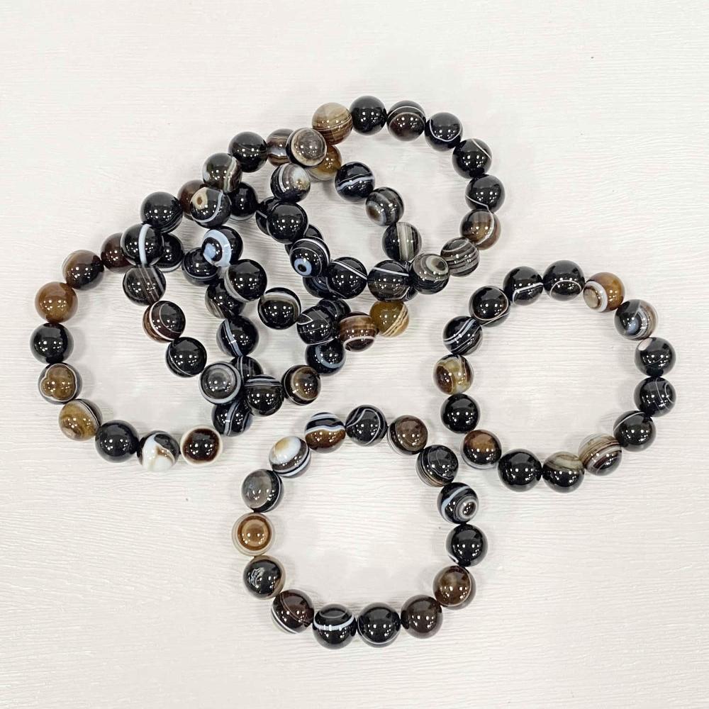 御古齋】天然瑪瑙帶眼天珠手珠14mm 開運改善磁場提升正能量增進人際